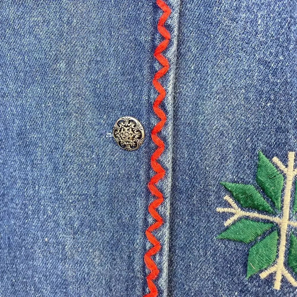 Susan Bristol Vintage Patchwork Embroidered Denim Boho Western Country Vest M - Picture 5 of 12